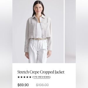 Quince Stretch Crepe Cropped Jacket - Sand - L - NWT